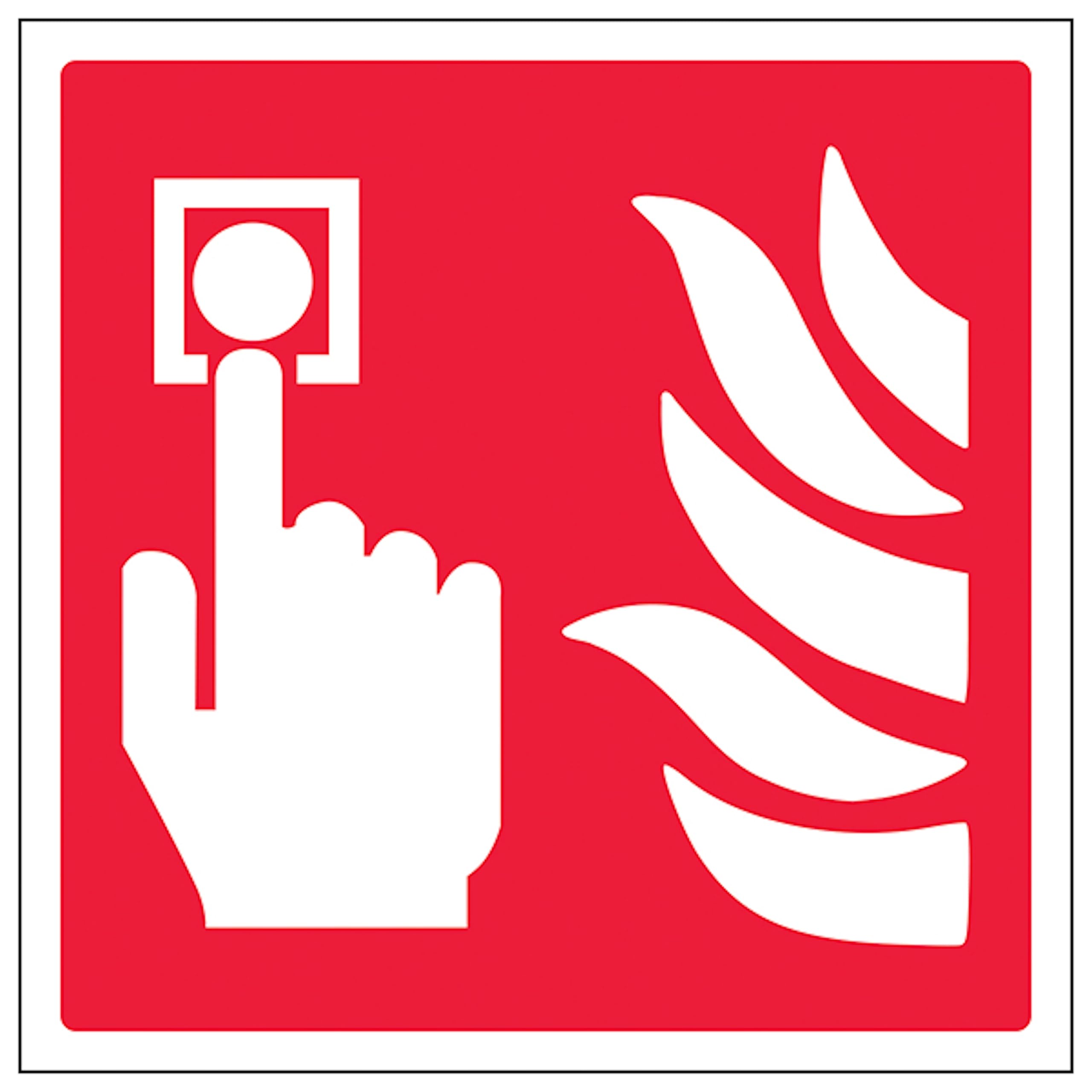 V Safety Fire Alarm Symbol 150 x 150 mm - 3mm Aluminium Composite Safety Sign