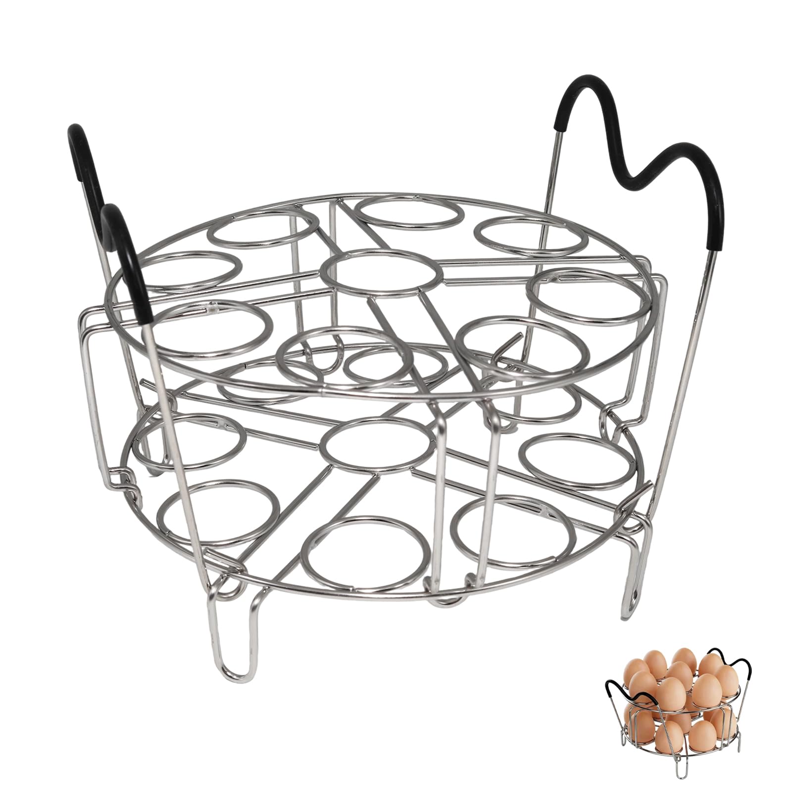 304 Stainless Steel Stackable Egg Steamer Rack Holds 18 Eggs