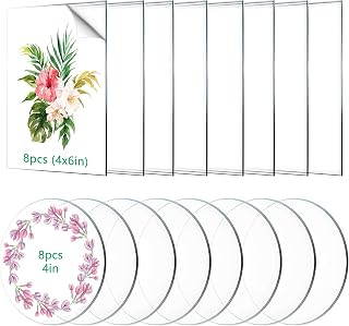 16PCS Acrylic Sheets for Light Base, Clear Cast Plexiglass Board with Double Sided Protective, 0.08"(2mm) Plastic Glass Panel for LED Light Base, Sign, DIY Display Project, Multi-Shape(Round, Rectangle)
