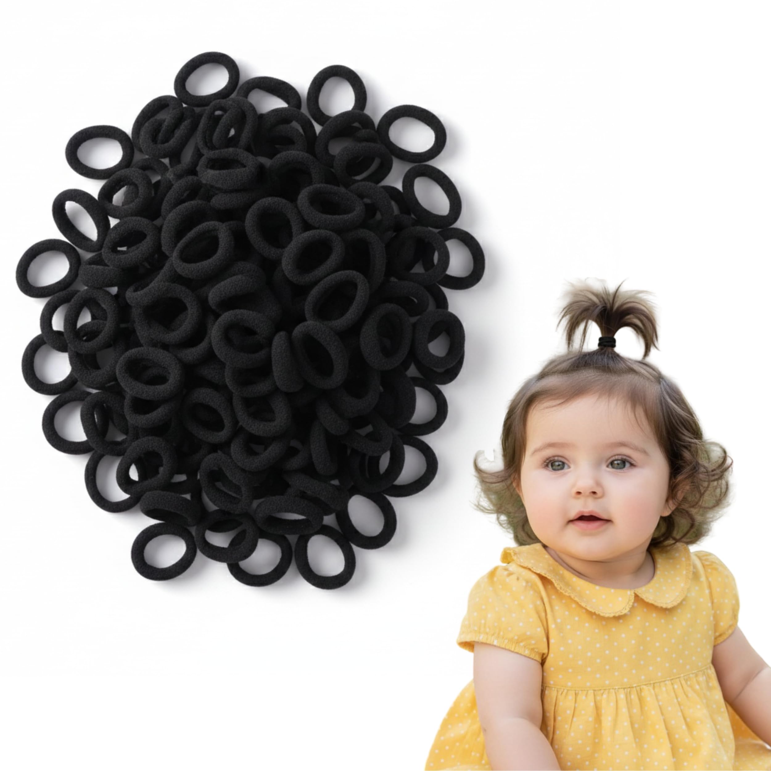 300 PCS Small Black Hair Rubber Bands for Baby Girls | Non-Slip Elastic Hair Ties for Kids & Toddlers | Soft & Stretchy Mini Hair Bands for Daily Use and Cute Hairstyles-image-36