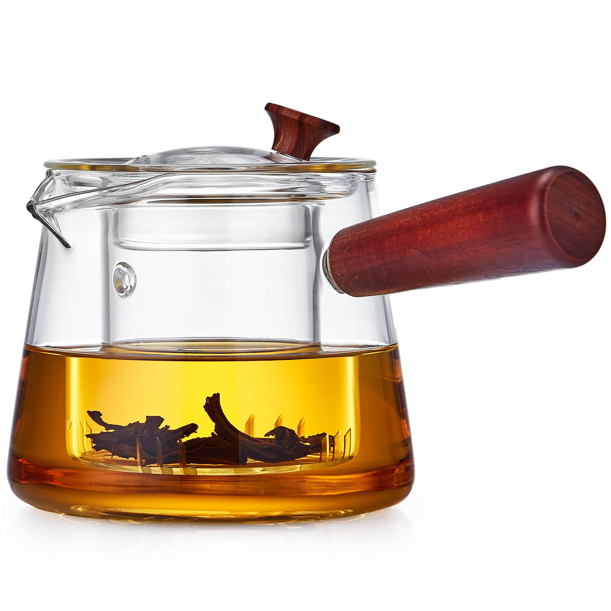 Unbreakable Glass Teapot Tea with Infuser Kettle 850ML/28.3OZ Glass Teapot with Removable Infuser and Handle,Stovetop Gas Safe Tea Kettle, Blooming and Loose Leaf Tea Maker Set, Y1-415