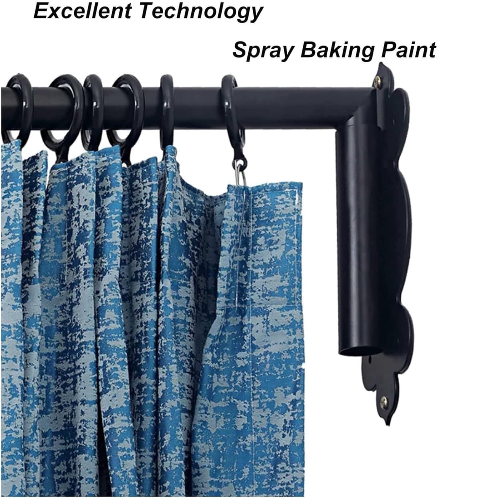Barra de Cortina de Brazo oscilante Resistente - Barra de Cortina de Hierro de 71 cm para Paneles Laterales, escaparates, Puertas de Entrada, cocinas y baños - Riel para Cortinas