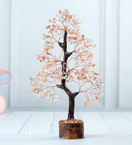ZAICUS Árbol de cristal de alambre de cobre con piedra lunar múltiple, árbol de la vida, cristal curativo, árbol bonsái hecho a mano, árbol de