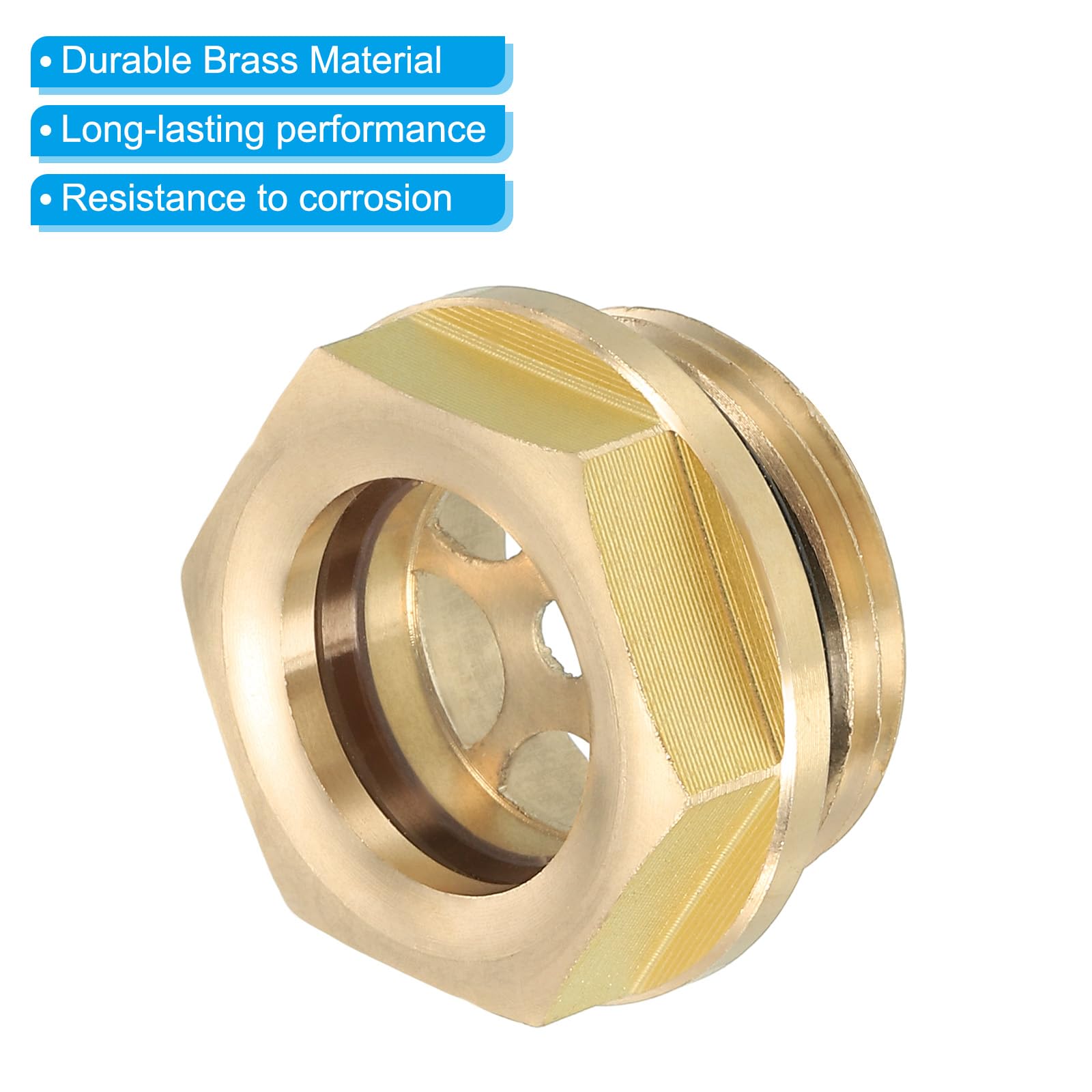 PATIKIL Air Compressor Oil Sight Glass, 4 Pack G 3/4" Male Thread Brass Oil Liquid Level Gauge Air Compressor Parts with O-Ring - Image 4