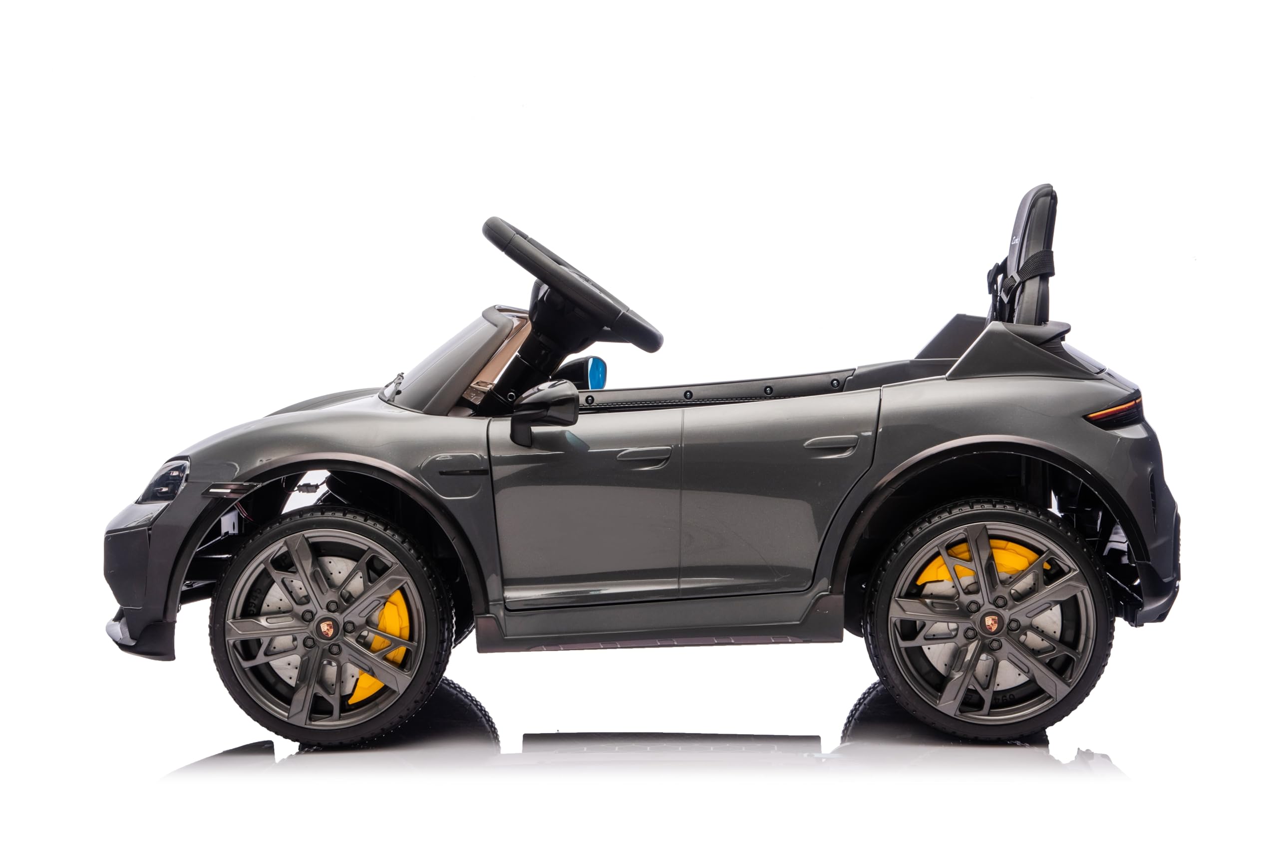 TOYSCAR Auto Elettrica per Bambini 12V Porsche Taycan Turbo S con Telecomando 2.4GHz, 2 Motori, Porte Apribili, Bluetooth Luci LED Tappetini, Macchina Elettrica Bambino (Nero)