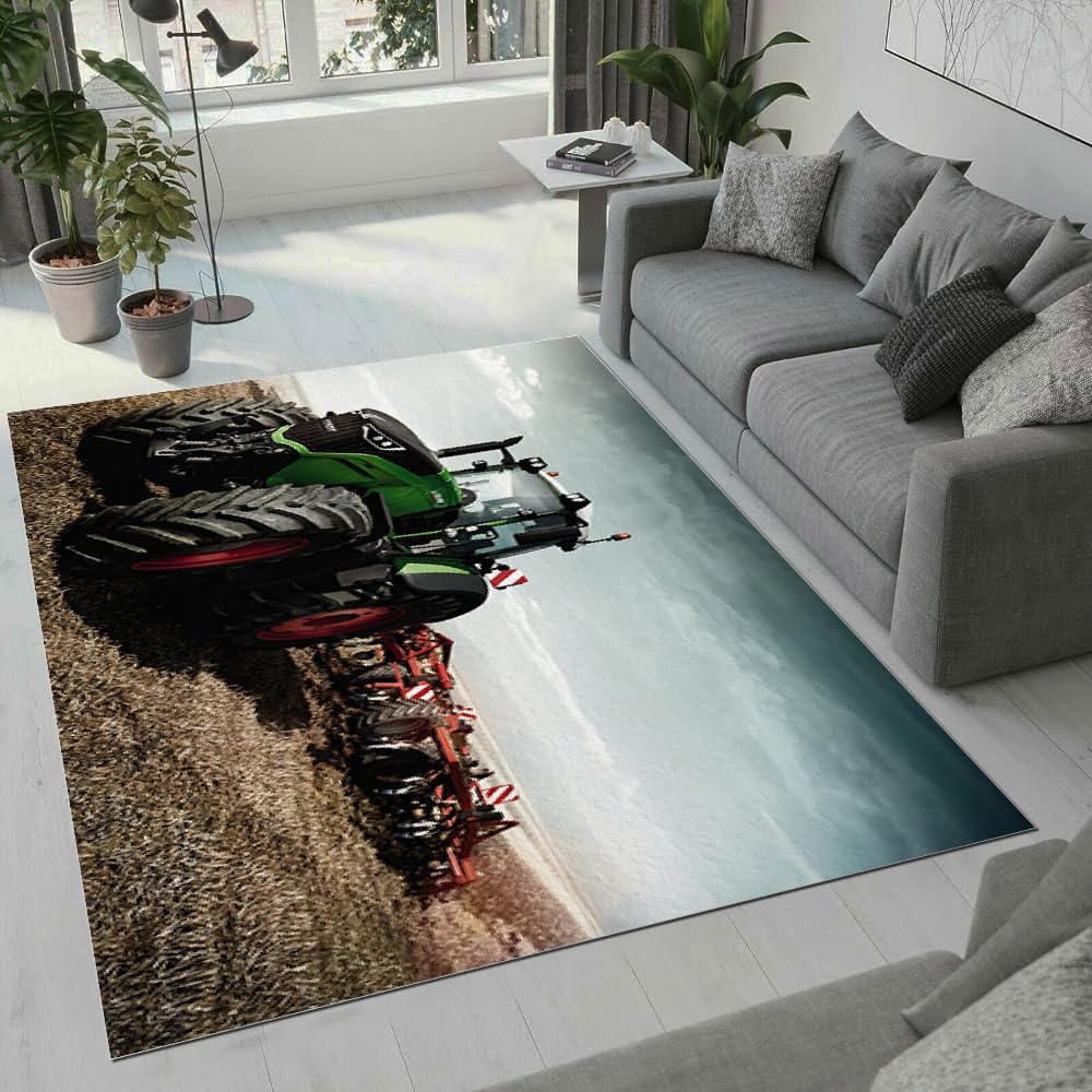 MARBRE Traktor Teppich Wohnzimmer Schlafzimmer 3D Traktor LKW Teppiche rutschfest Waschbarer Kurzflor Teppich Grösse 80x120 cm Flauschig Weich Soft Home Outdoor Carpet Matte(Image 17-19)