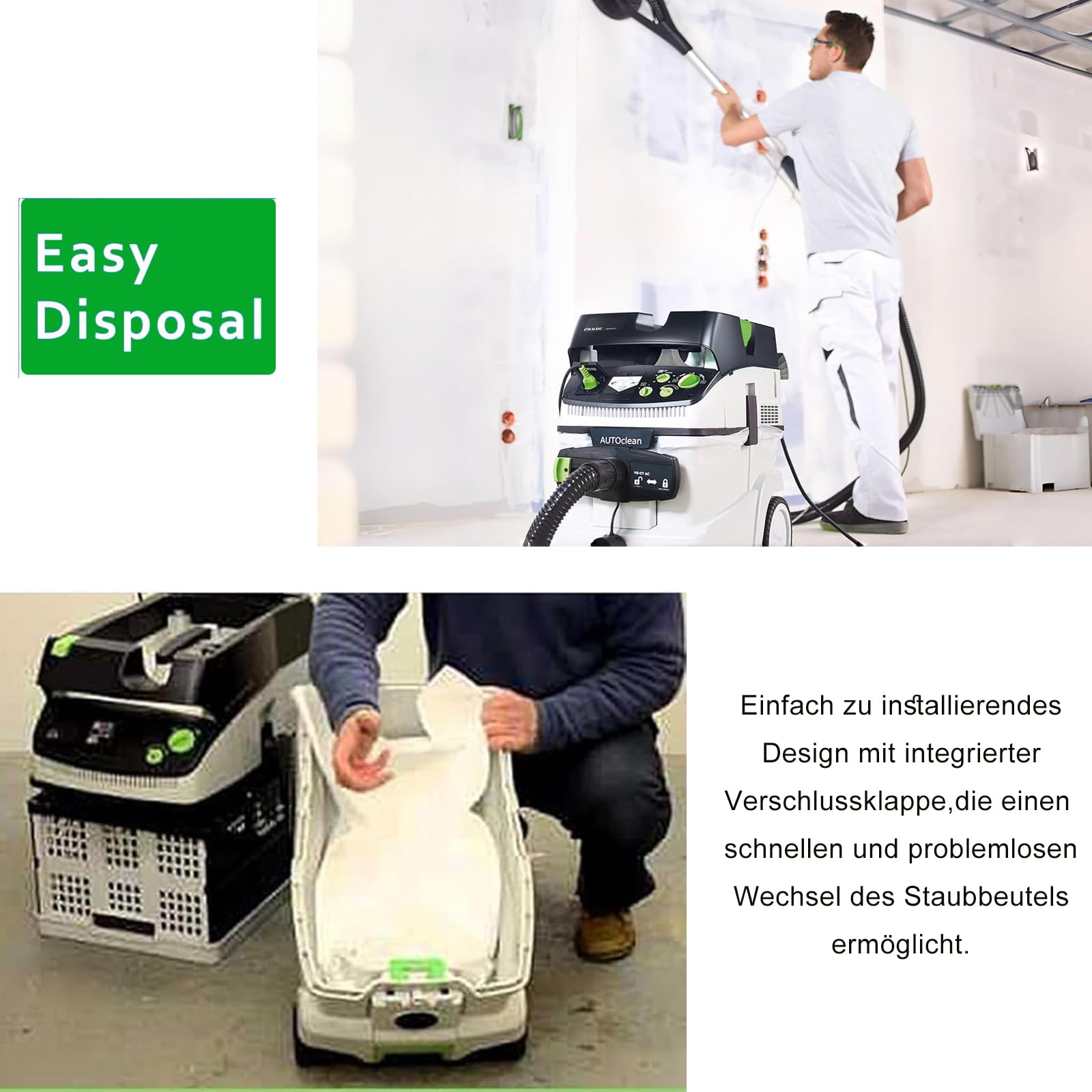 10 Stück Filterbeutel für Festool CT 36 / CTM 36 E/CTL 36 E CLEANTEC Serie