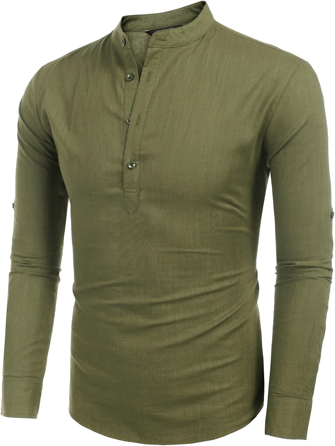 COOFANDY Men's Cotton Linen Henley T-Shirt Long Sleeve Hippie Casual Beach T-Shirts - Image 4