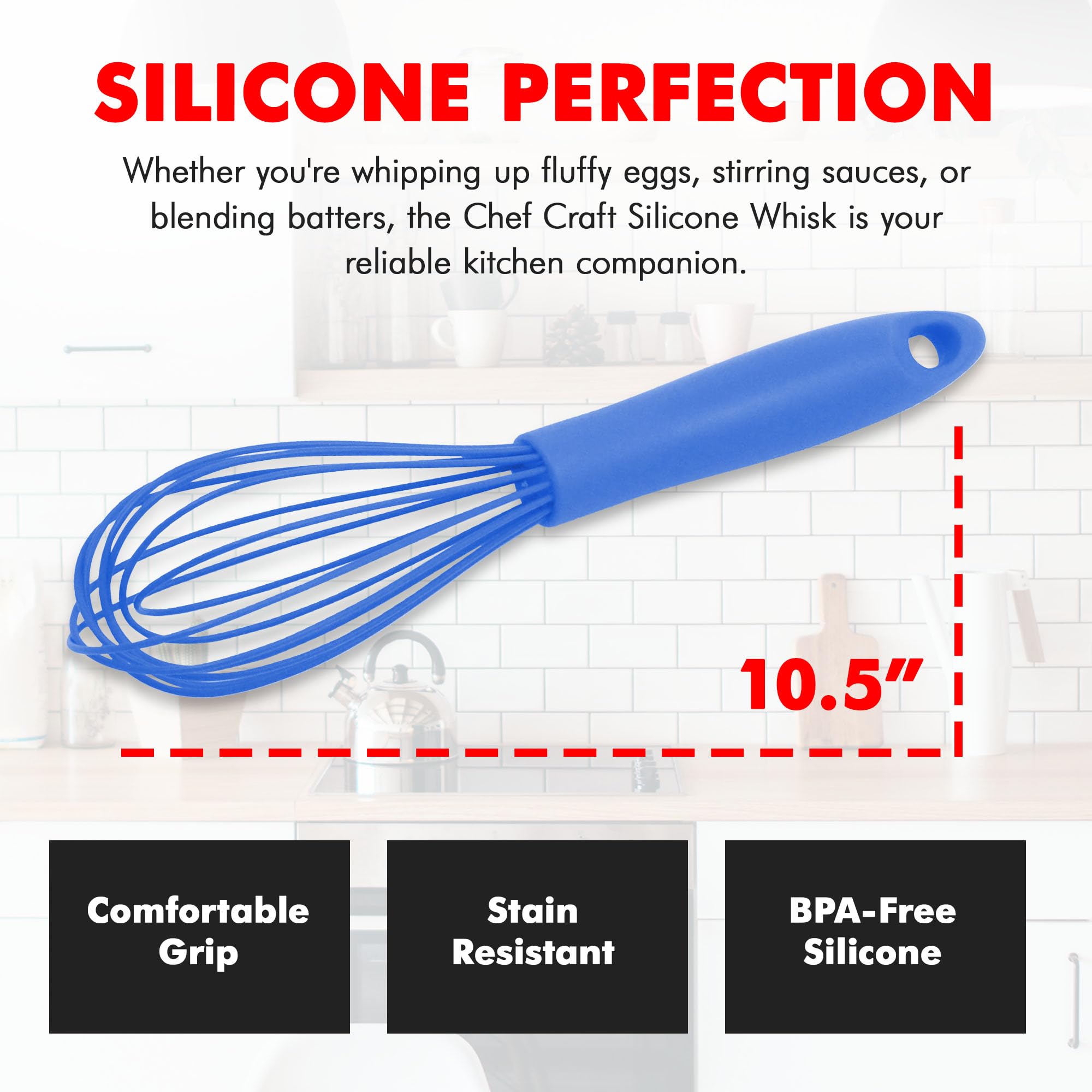 Chef Craft 13472 Fouet de cuisson en fil de silicone de qualité supérieure Bleu