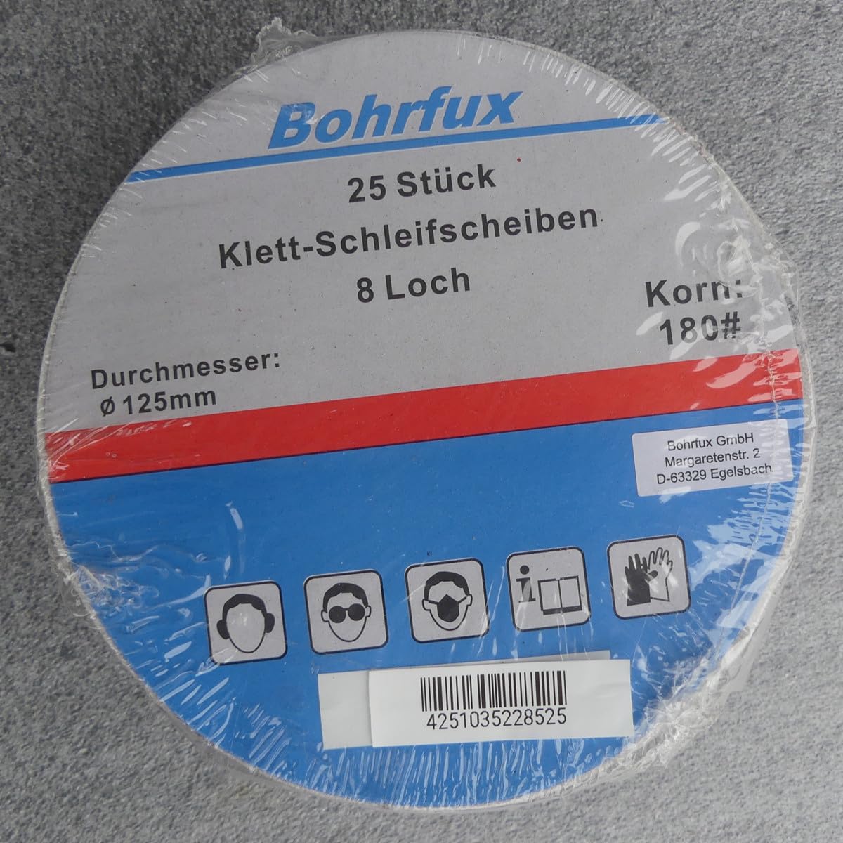 KleTT Dischi abrasivi Ø 125 mm con 8 fori, grana P180, carta vetrata per cartongesso a secco, levigatrice eccentrica, 50 pezzi