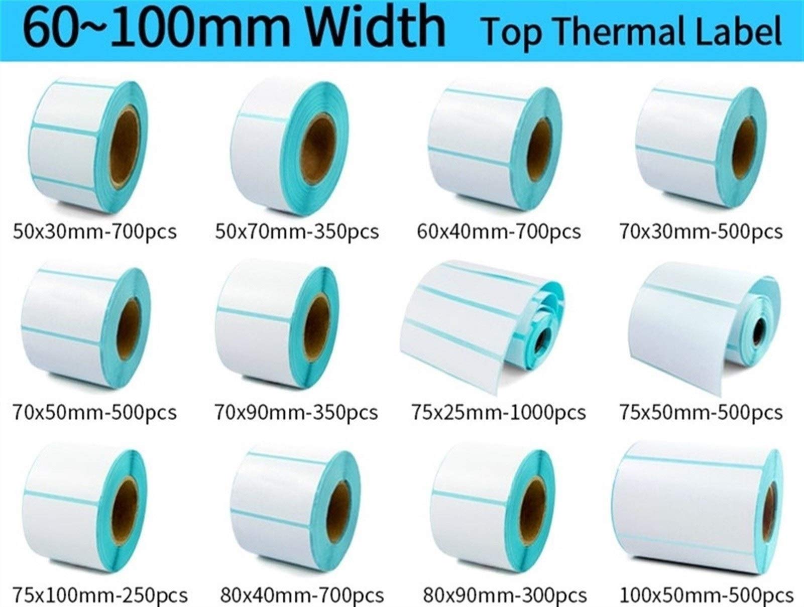 All-Purpose Labels, Thermal barcode Sticker, 40mm Core, 1 Roll, Width 60mm ~110mm, Direct Thermal Shipping label for Zebra Godex Gprinter Xprinter (Size : 100x150mm 330pcs)
