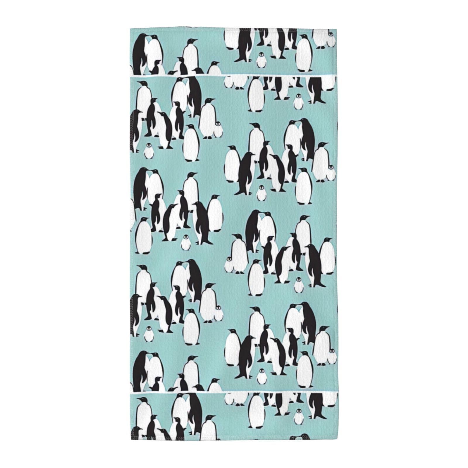 Oazcvbnn Unisex Black Cute Penguins Print Extra Long Beach Towel Soft Comfortable Quick-Dry Gym Hiking Picnics Swimming
