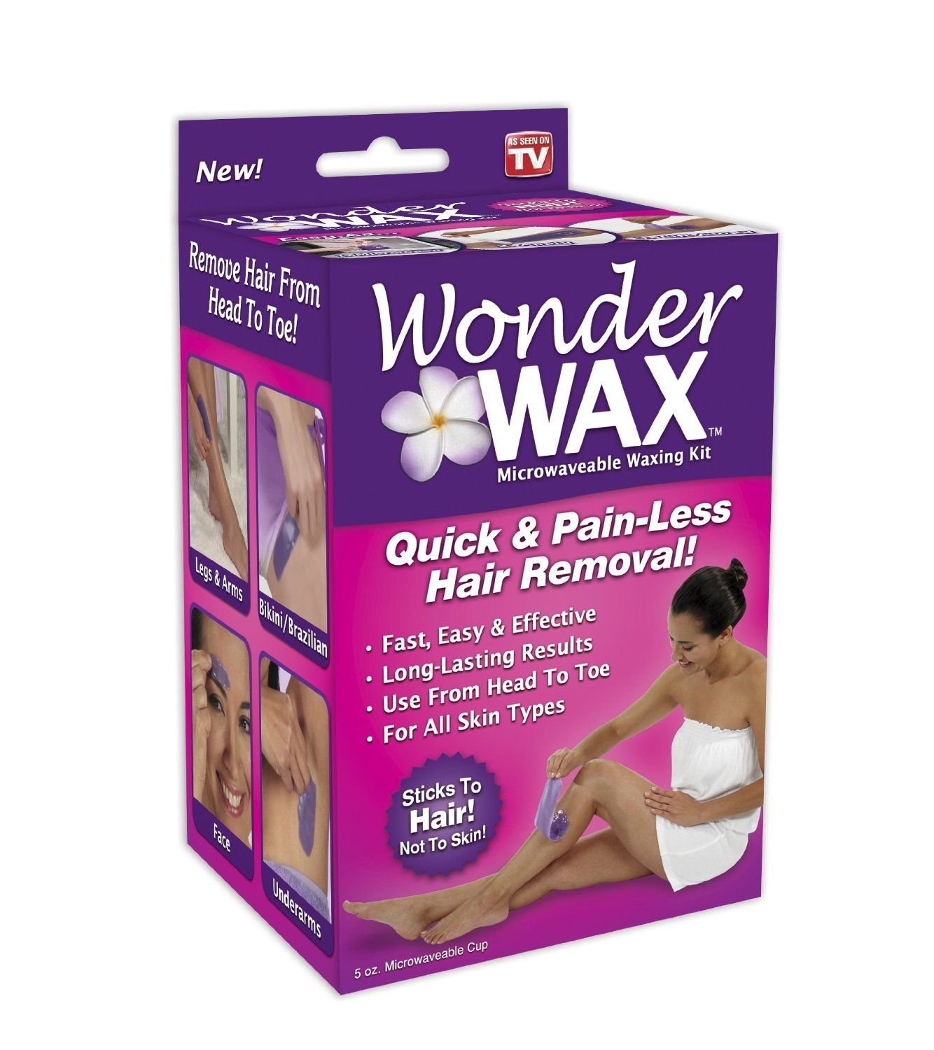 Wonder Wax Microwaveable Waxing Kit As Seen on Tv Results up to 8 Weeks 5 Oz