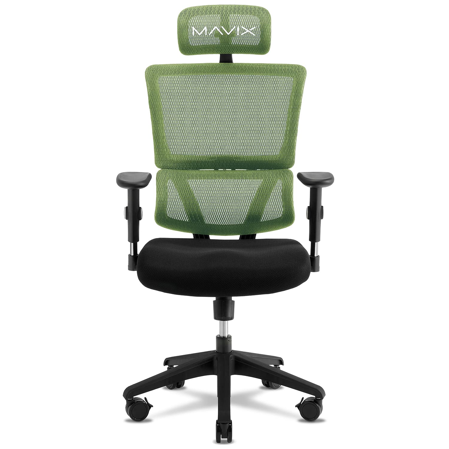 MAVIXM4 Gaming Chair: 19.5” Mesh Seat, DVL, Fixed Back Recline - Airy Comfort/Responsive Support/Adjustable Features for Gamers (Black/Green)