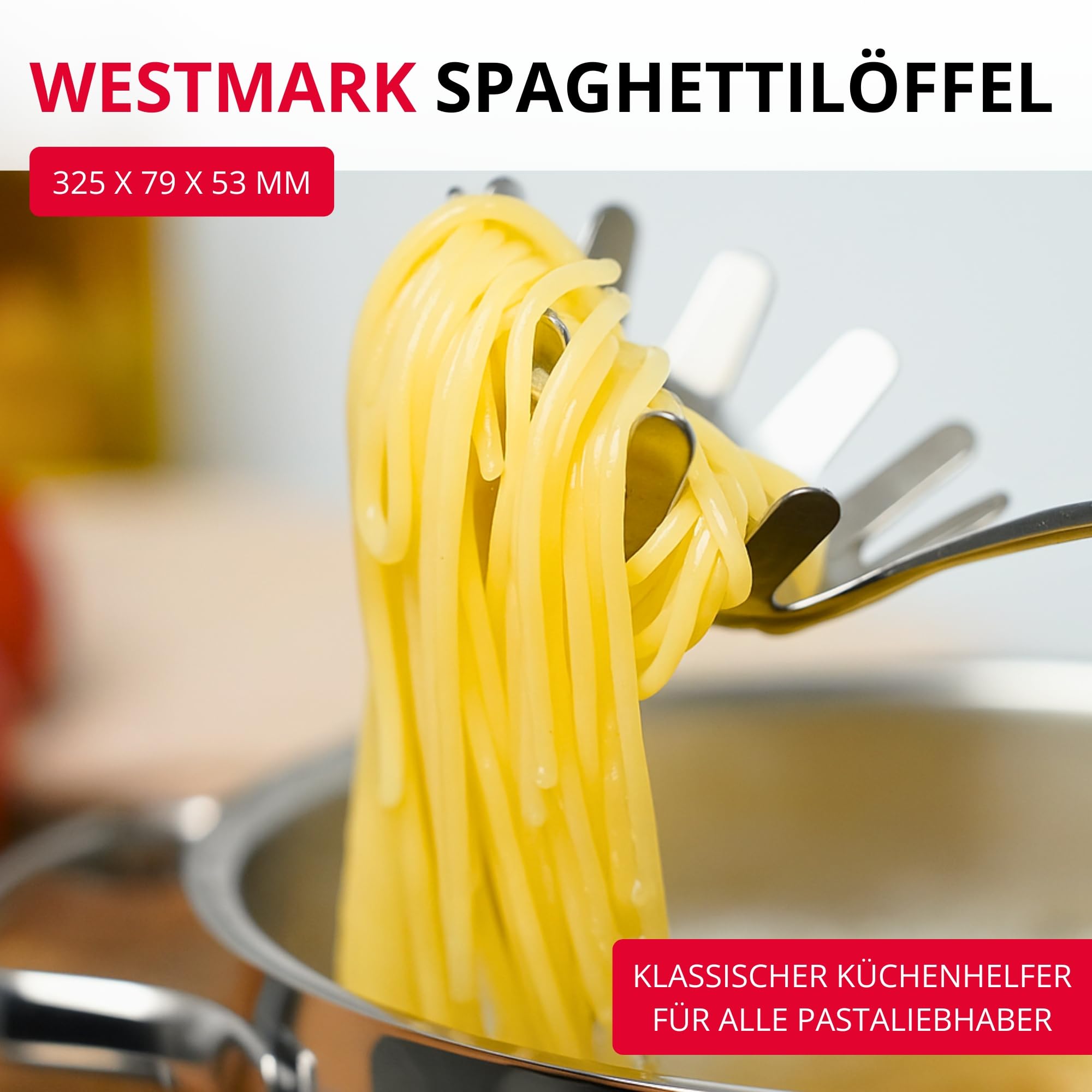 Westmark Spaghettilöffel/Pasta-Schöpflöffel, Länge: 32,5 cm, Rostfreier Edelstahl, Glory, Silber, 18552270