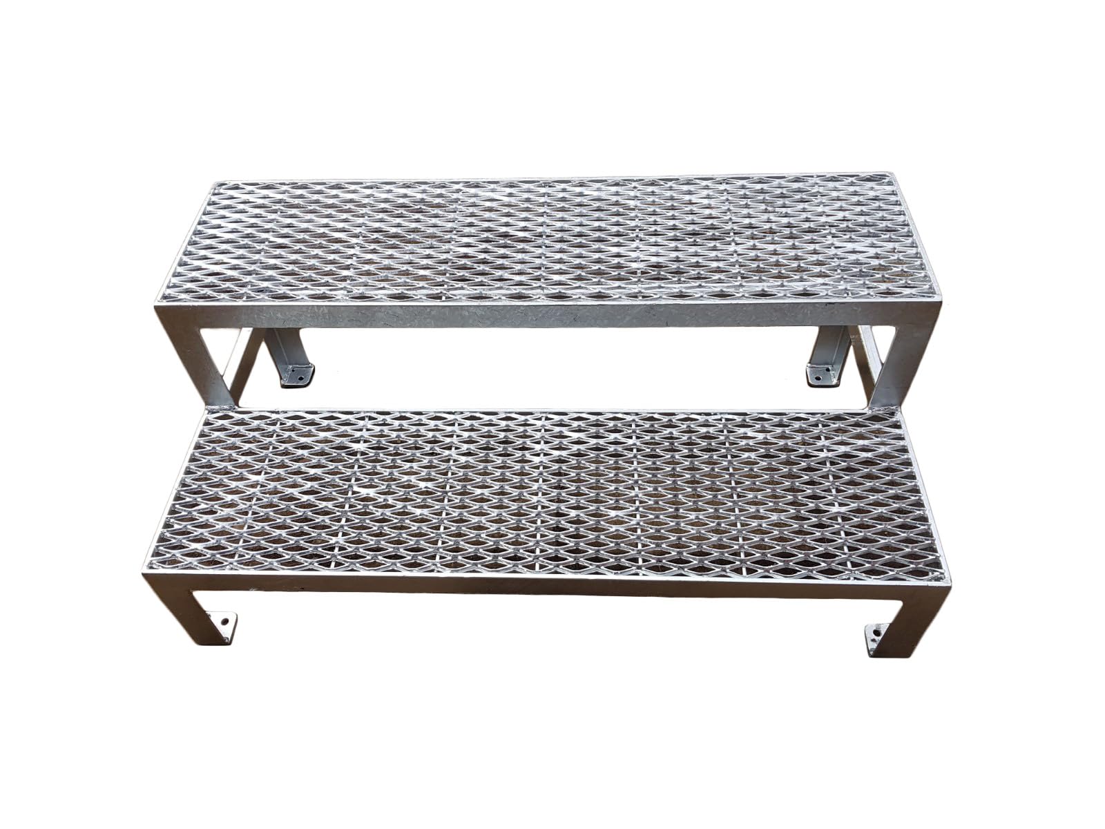 2 Stufen Stahltreppe Außen Freistehend Breite 60 cm H: 40 cm feuerverzinkt
