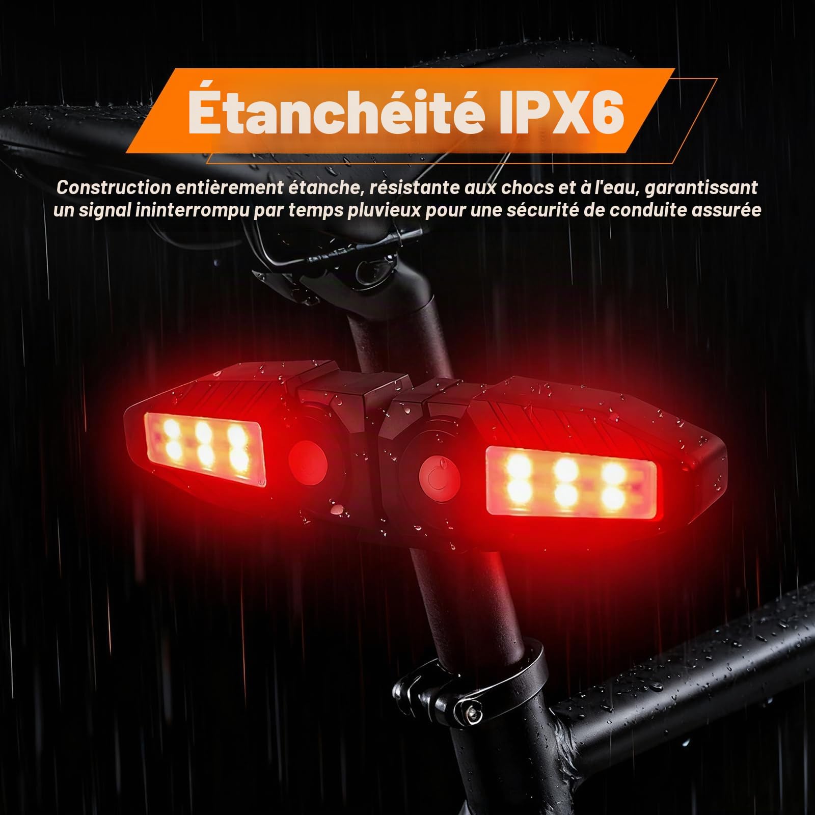 Clignotants pour vélo avec projecteur 5 modes Rechargeables par USB Feu arrière pour vélo Télécommande Étanche Clignotants séparés pour vélo Avant et arrière pour une conduite en toute sécurité - 4PCS