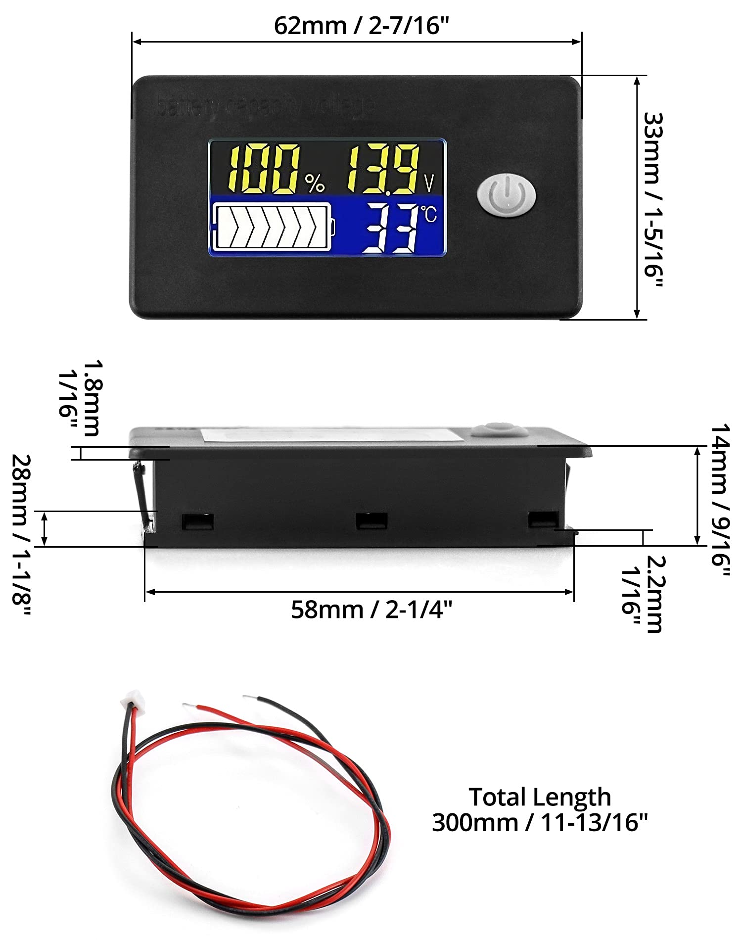 Pack 2 Medidores De Batería LCD De 48V – Indicador De Capacidad Para Baterías De Plomo-Ácido Y Litio, Pantalla En Porcentaje