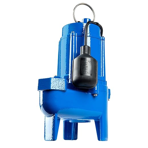 Little Giant LG-SEW50T 115 Volt, 1/2 HP, 7200 GPH Cast Iron Sewage Pump with Tethered Switch and 10-Ft. Cord, Blue, 14942661