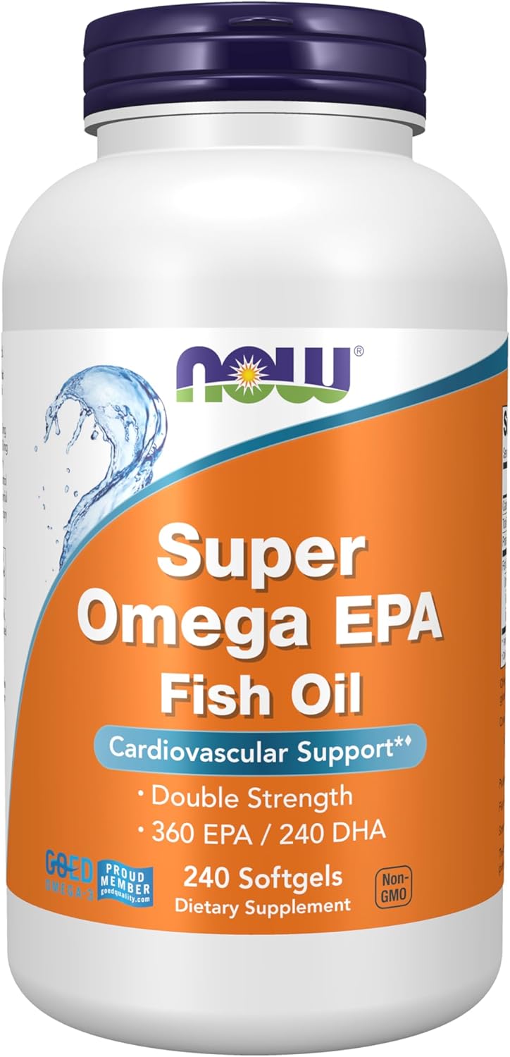 NOW Foods Supplements, Super Omega EPA, 360 EPA / 240 DHA, Molecularly Distilled, Cardiovascular Support*, 240 Softgels