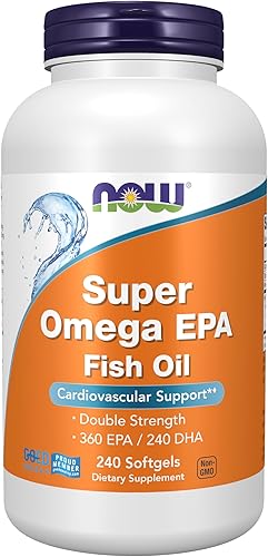 NOW Foods Suplementos, Super Omega EPA, 360 EPA / 240 DHA, destilado molecularmente, soporte cardiovascular*, 240 cápsulas blandas