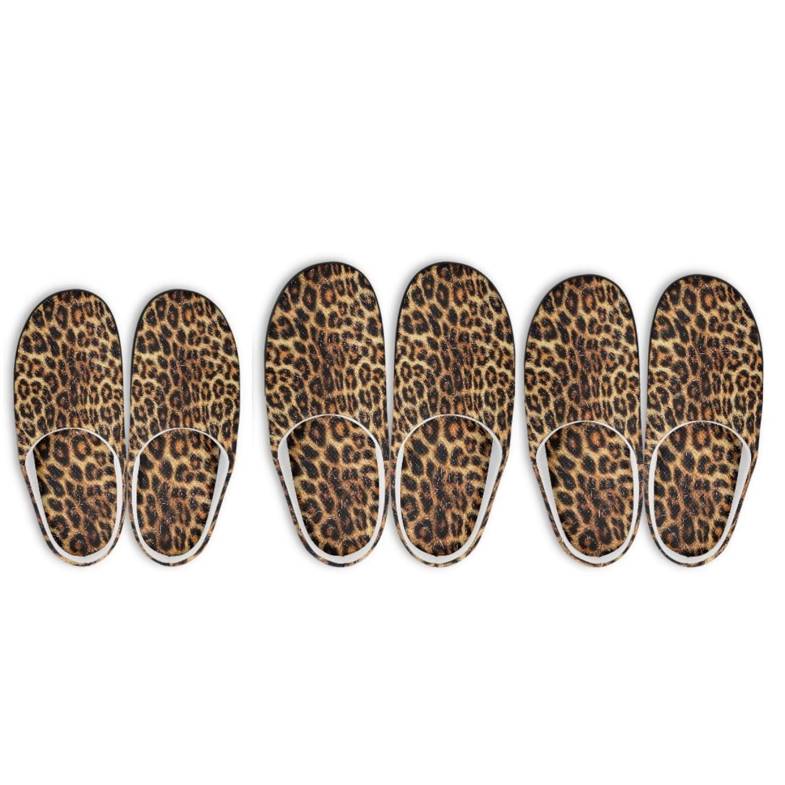 Twousenru Brown Cheetah Print Guest House Slippers Various Sizes Women House Shoes Set with Organizer 3 Pairs Fuzzy Slippers