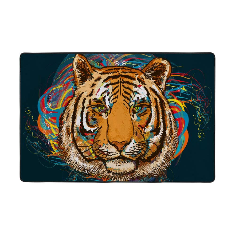 Tapis tigre Ruchen 72x48 inch en velours corail doux pour grand salon