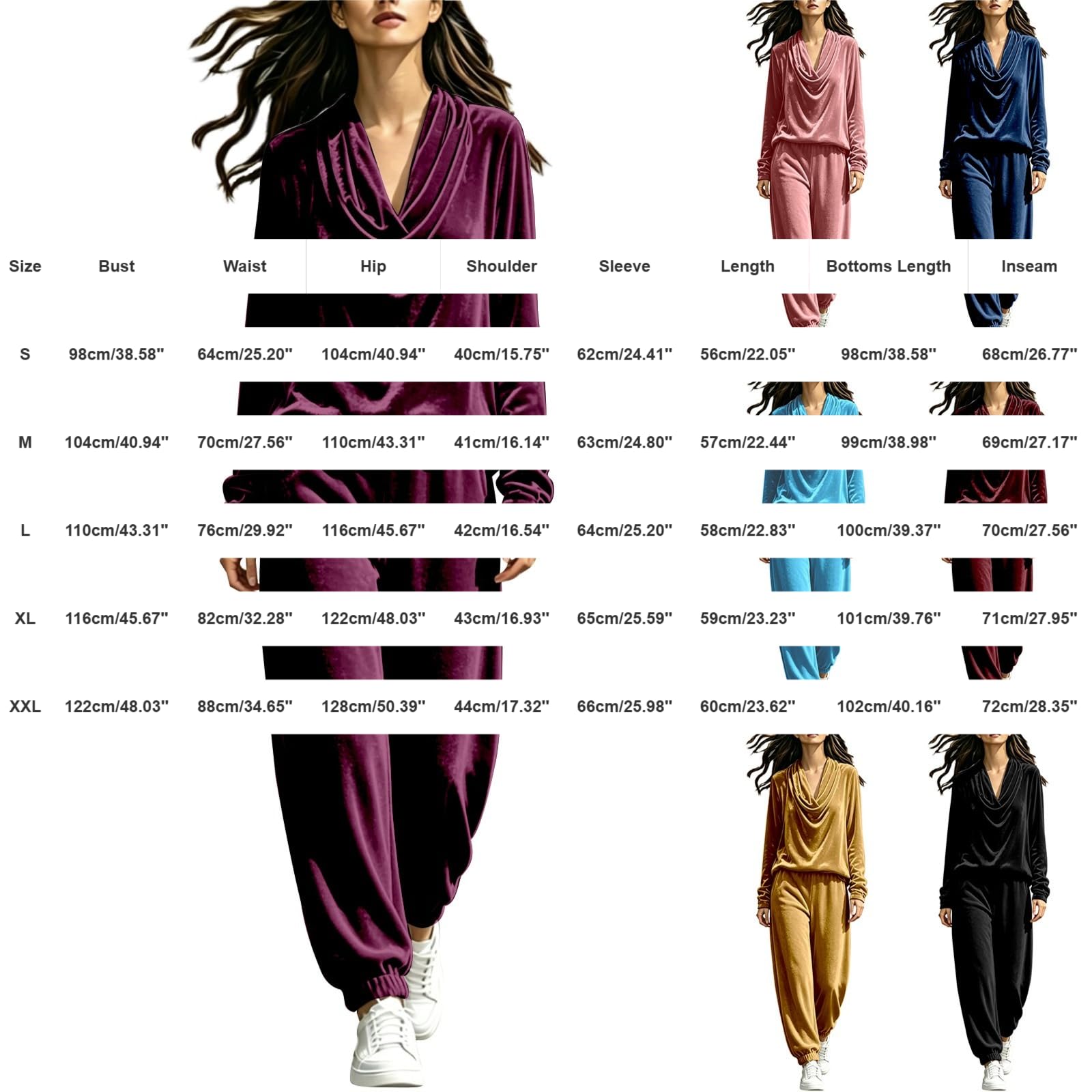 Completo Palestra Donna 2 Pezzi Completi Sportiva Manica Lunga Scollo a V Completo Palestra Tuta Da Ginnastica Elegante Set Top E Pantaloni a Gamba Larga Tute Per Jogging Fitness Yoga Da Casa Autunno