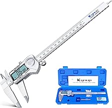 Kynup Pied a Coulisse 200mm Tout Inox, Pied à Coulisse Numérique de Précision, IP54 Étanche, Écran LCD Large, mm/inch/fraction, Digital Outil Micromètre Vernier, 3 Batterie, Off Automatique, Acier