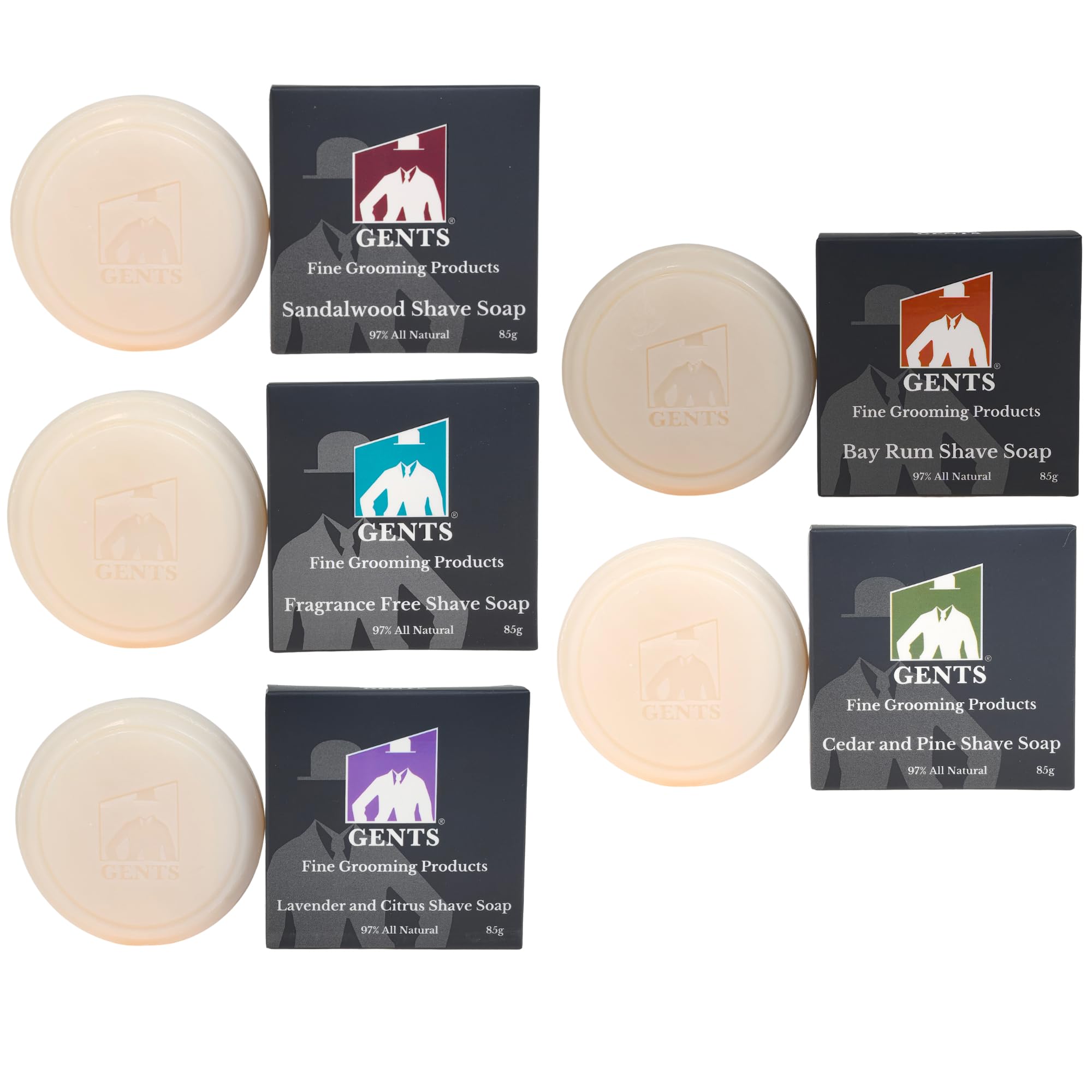 GENTS Men's Shaving Soap All Natural Enriched with Shea Butter and Glycerin, 3-Ounce Each, Variety Pack Pack of 5