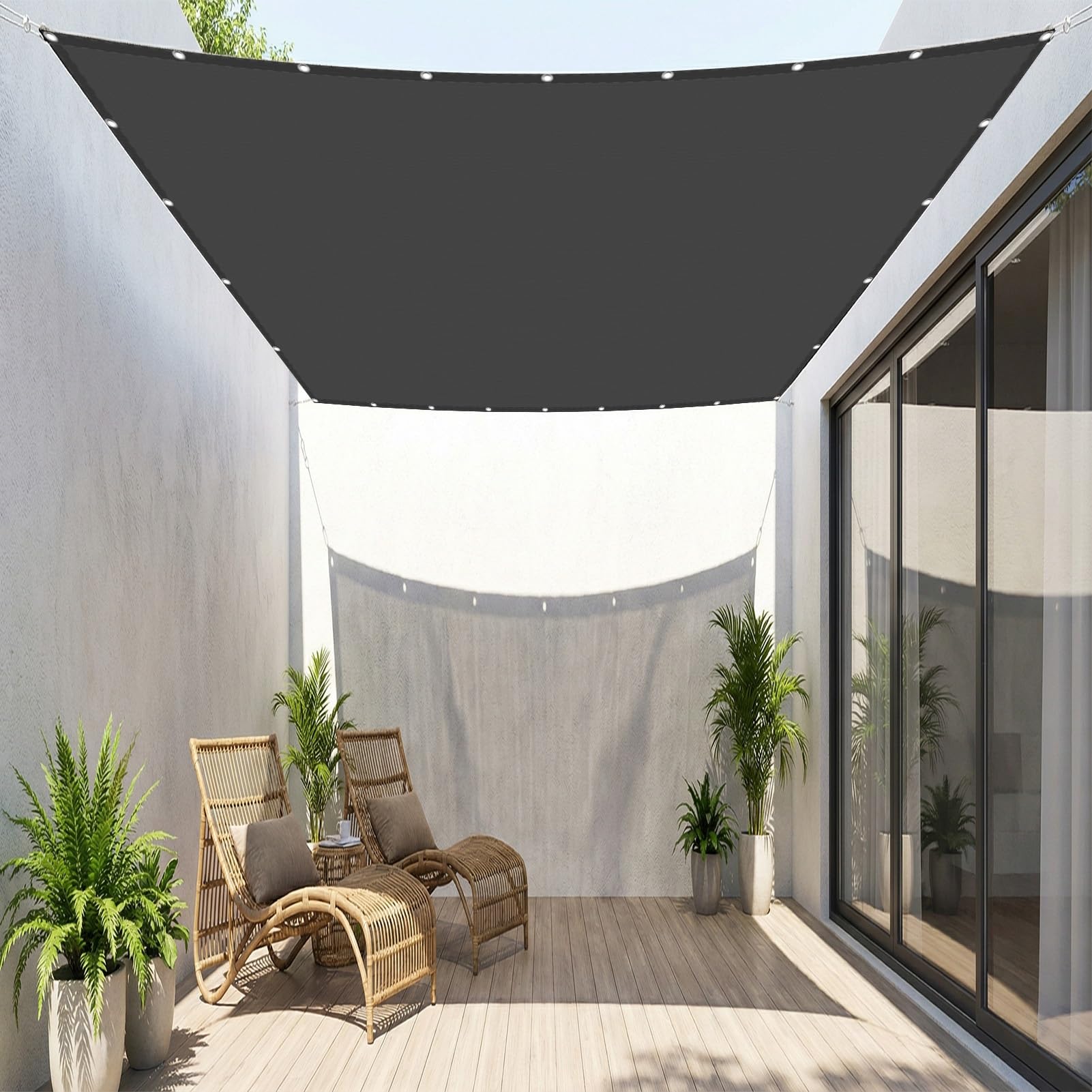 Sun Shade Sail 3 x 6.5 m Waterproof 95% UV Block Sunscreen Awning Canopy Privacy Protection Sun Shades for Party Pergola Balcony, Dark Grey