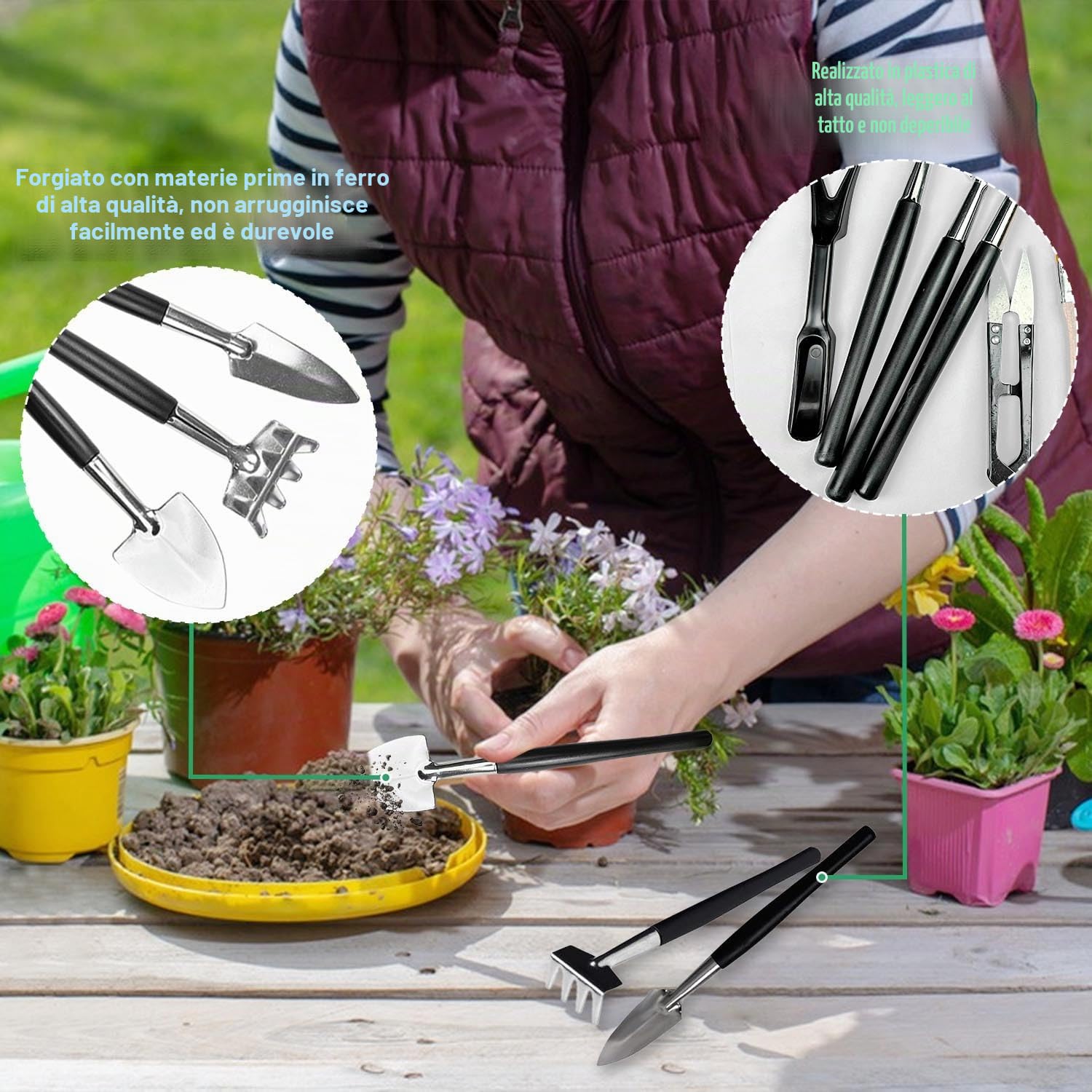 13 Pezzi Kit Bonsai, Bonsai Kit con Portaoggetti Borsa, Kit per Bonsai, Kit Jiardinaggio, Set Giardinaggio Adatto per Interni Esterni Piante Fiori Bonsai Giardini (Nero)