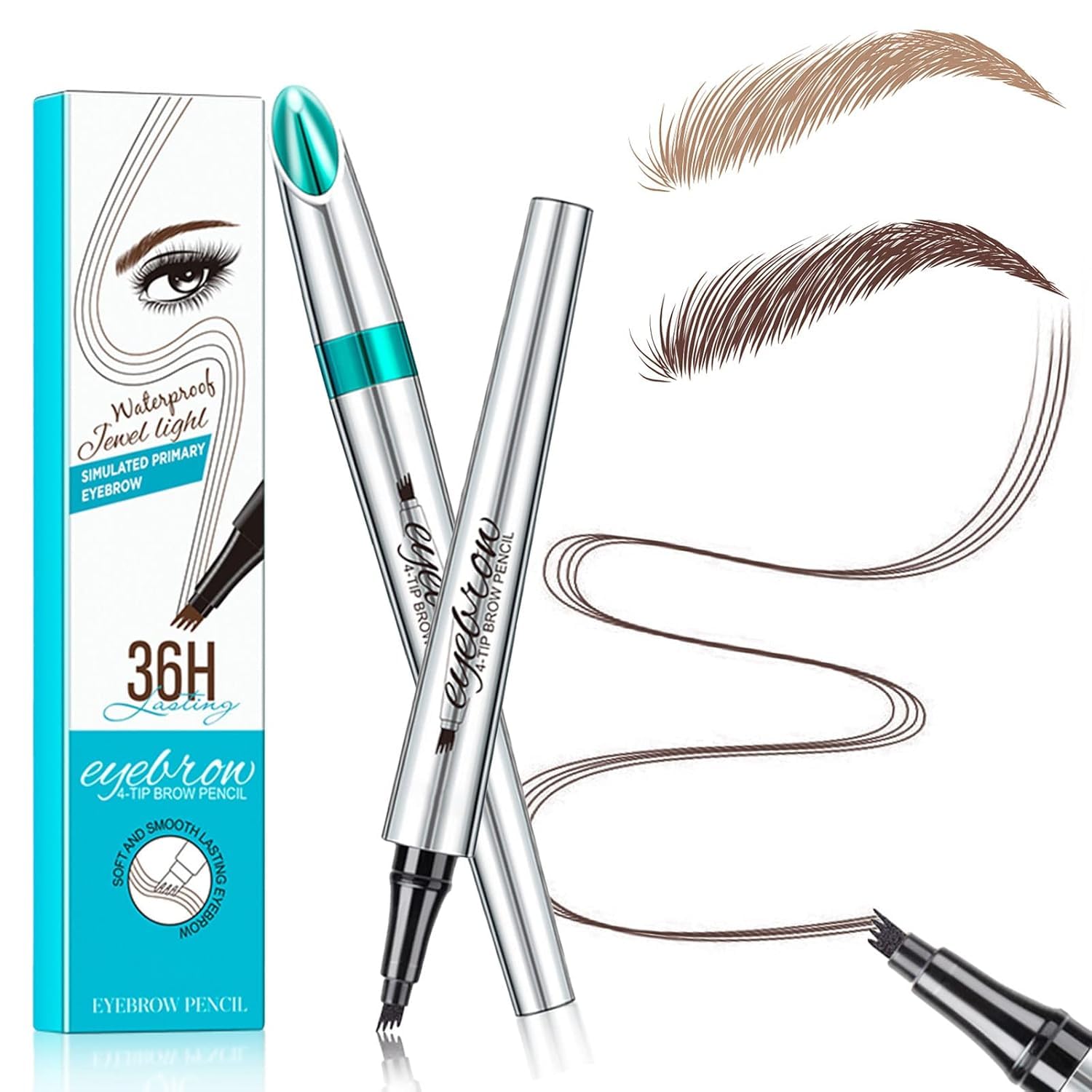 Microblading Eyebrow Pencil, Eyebrow Pen with an Upgrade Micro-Fork Tip Applicator, Waterproof Microblading Brow Pen,Last All Day, Brow Pencil for Natural Looking Brows Makeup (Dark Brown)