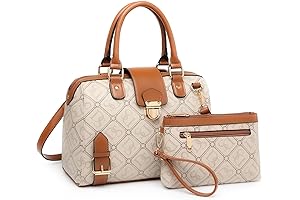 Personalized Monogram Vegan Leather Handbag with Top Handle and Shoulder Strap