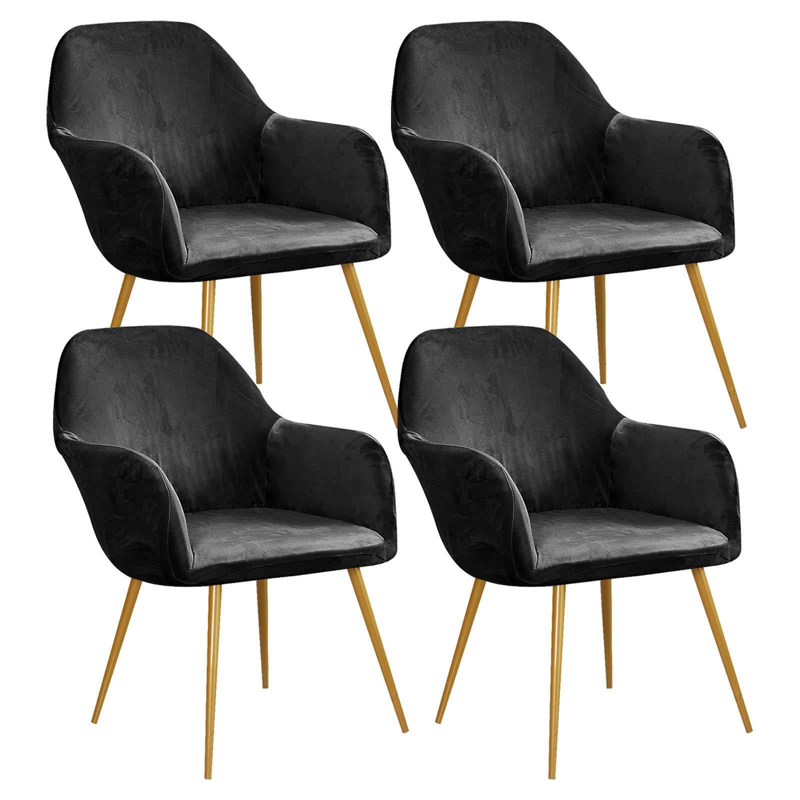 Housse de chaise salle à manger velours noir avec accoudoirs pour créer un salon chaleureux
