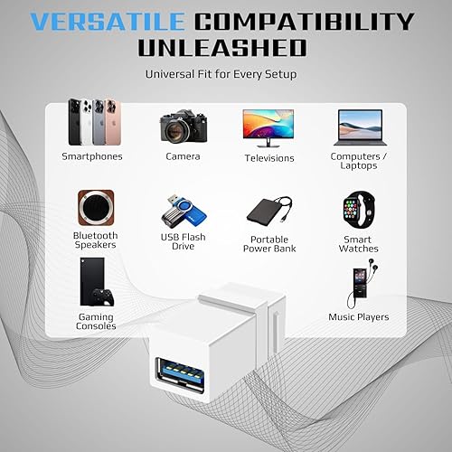 Miniatura 2 de TNP USB 3.0 Keystone Jack Insert - Conector USB Keystone hembra a hembra adaptador compatible con Superspeed USB 3.0 y puerto USB 2.0 para panel de