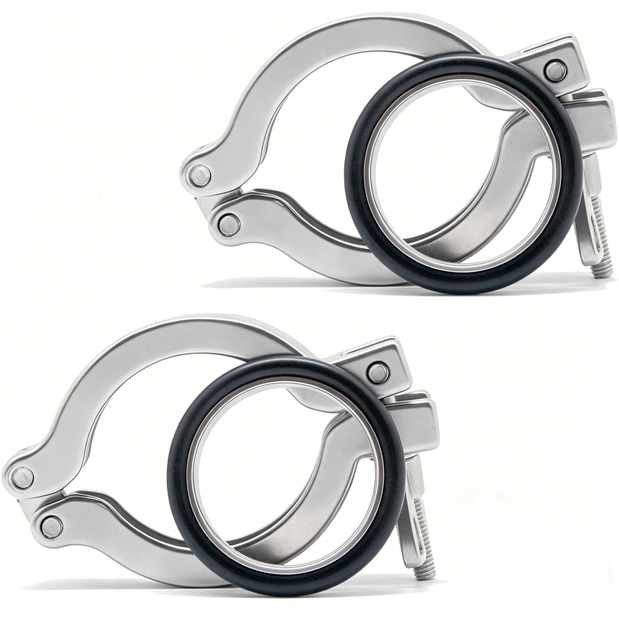 QiiMii KF40 SS304 Wing Nut Hinge Clamp with FKM O-Ring and SS304 Center Ring, 2 Pack