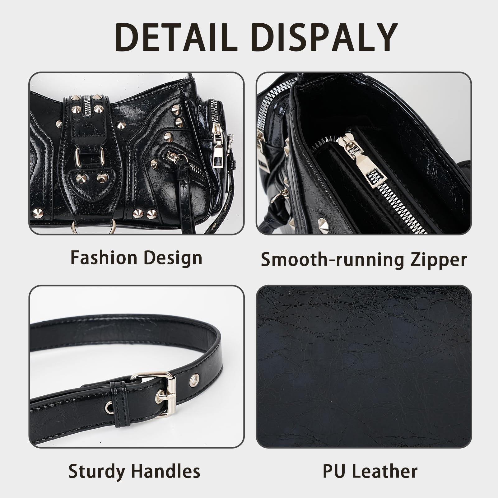 Bolso de Mano Y2K Bolso de Hombro Mujer Vintage Bolso con Tachuelas Estilo Punk Bolso de Hombro para Fiesta Trabajo Vida Diaria