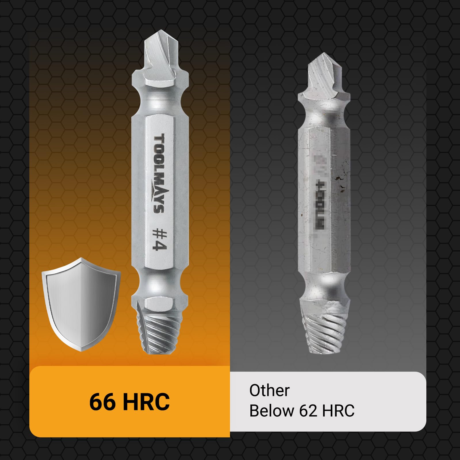 Toolmays 5pcs Damaged Screw Extractor Set, Stripped Screw Removal Tool, Max Hardness Up to 66 HRC - Image 2