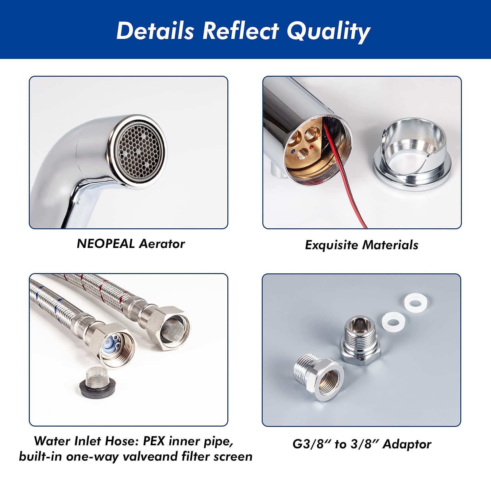 Touchless Bathroom Faucet - Auto & Manual Control -4