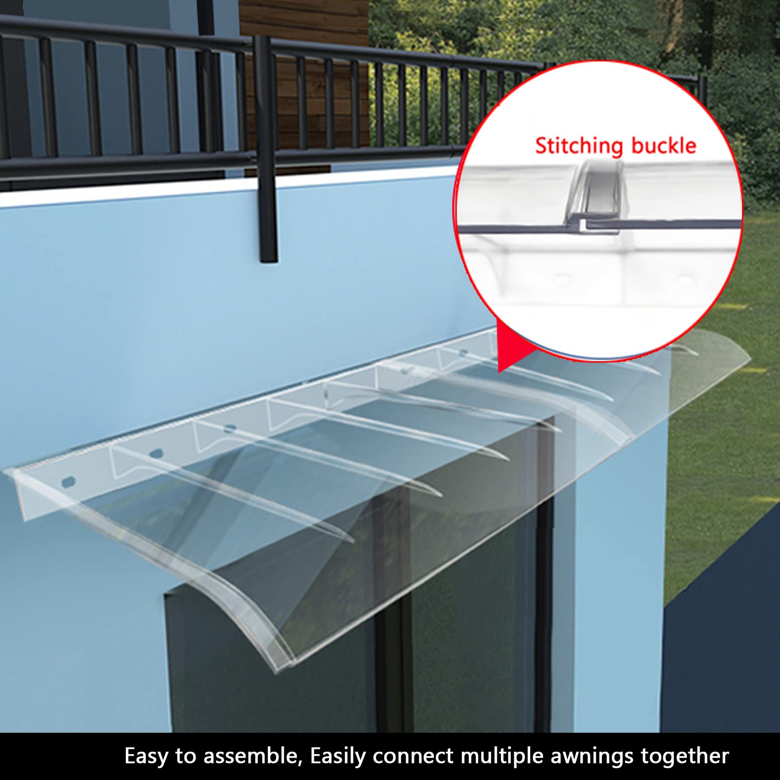 Dicke m Polycarbonat Klar Markise für Haustür Sonnenschutz & Regenschutz (50 x 170 cm) - Outdoor Baldachin für Hauseingang