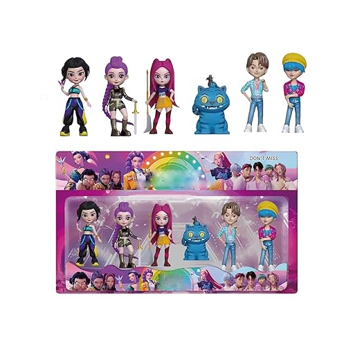 6 Pcs Action Figures Set K-pop Korean Idol Demon Movie Hunters Character Figurines Hunters Merch Home Decor A01 - A01