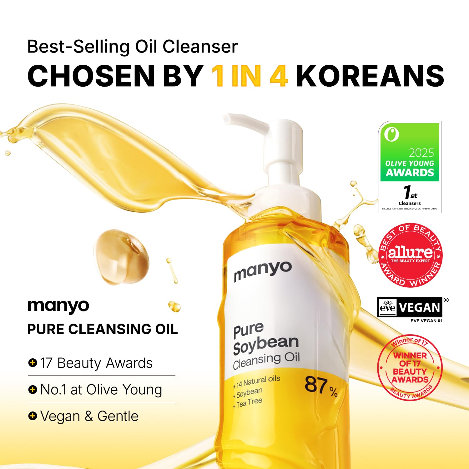 MA:NYO Detergente per il viso coreano con olio puro, scioglimento dei punti neri, rimozione quotidiana del trucco con olio di argan, per la cura della pelle delle donne 6.7 fl oz