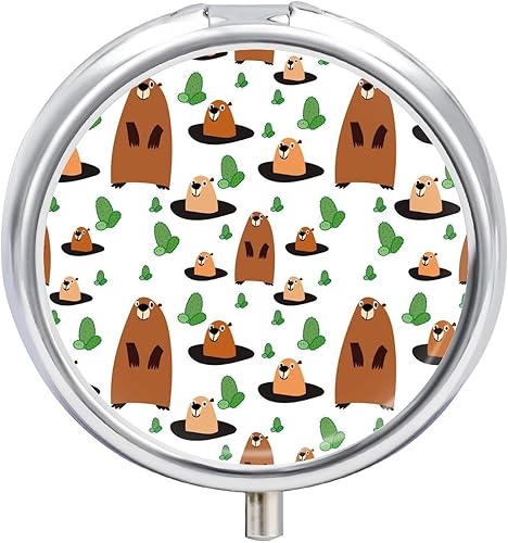 Pastillero con diseño de castor de animales con 3 compartimentos para tableta de medicina portátil, pastillero organizador de vitaminas