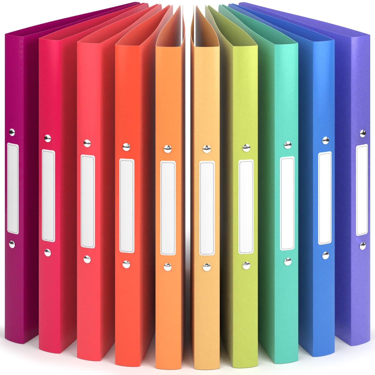 ACROPAQ - 10x Ring Binders A4 - Flexible A4 Folder Files for 100 Pages, Binders with 2 Rings, Spine Width 2.5 cm, Northern Lights ‘Nature’ Color Collection - Slim Binder, School Folder, Plastic Folder — image 1