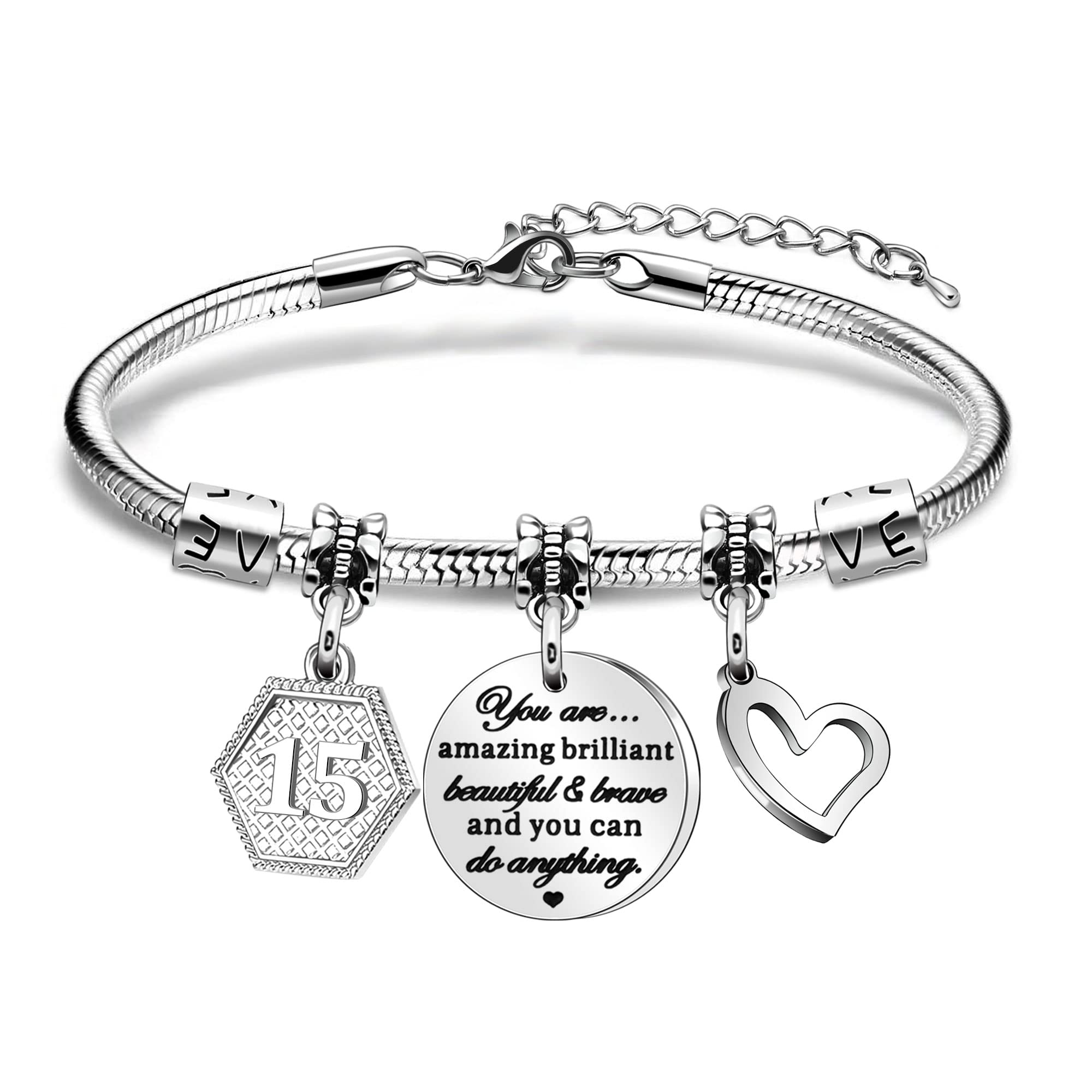HEYEJET Birthday Gifts for Women Girls Charm Bracelet for 10th to 21st  Birthdays Perfect for Daughter, Niece, Sister, Friend Teen Girls