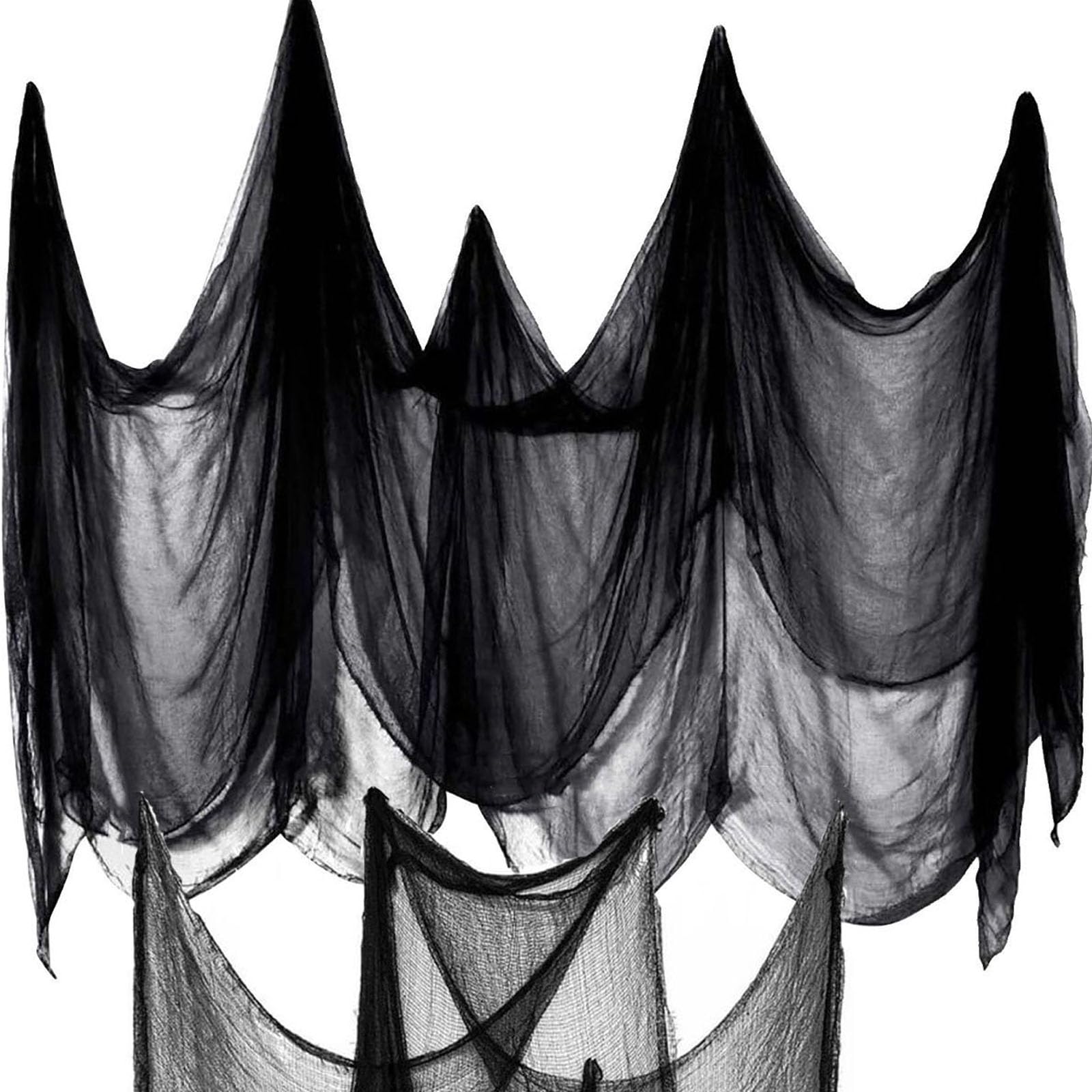 Halloween Black Scary Cloth Spooky Ornaments, Halloween Party Decor Scary Black Cloth Clearance, 200X80 Inches and 2 Pack 30×72 Inches for Doorways Outdoor Patio Haunted House Party Supplies