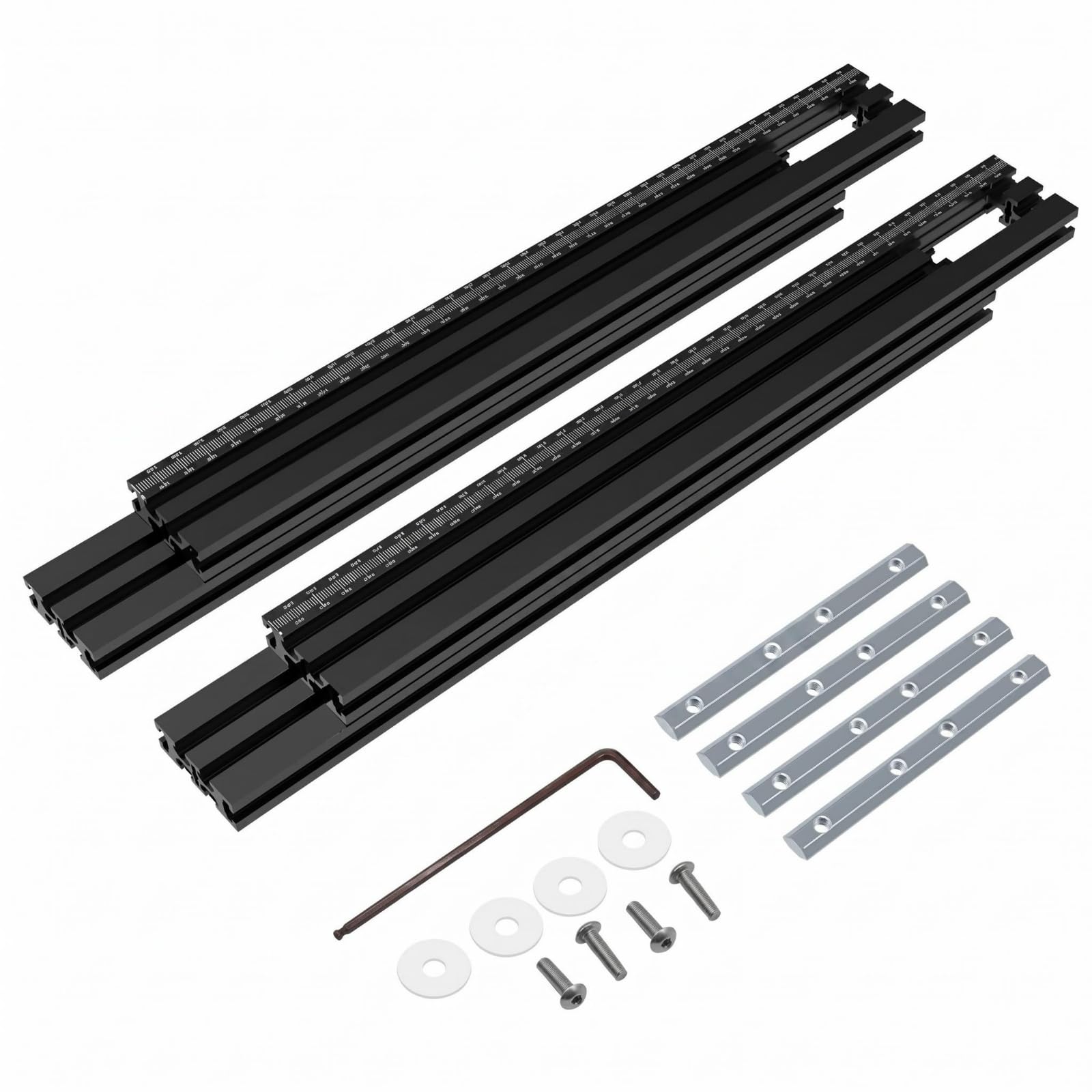 ATORSE Measurement Markings Routing Guide Rails Metal Cutting Guide Rails Mounting Hardware Tool Accessory Black for Woodworkers, Workshop, Black 400MM-image-39