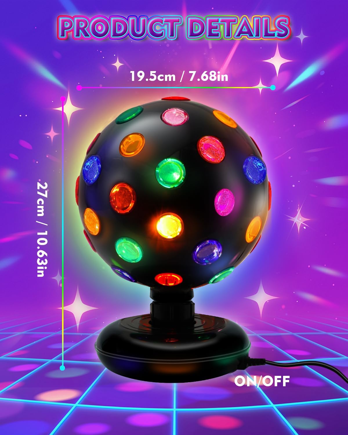 Rotating Disco Ball Light - 11" Spinning Disco Ball with Multi-Colored LED for Electric Dance Atmosphere - Perfect Disco Light for Parties, Room Decor & Events