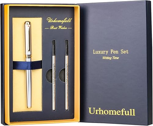 Impresionante bolígrafo de lujo con borde dorado de 24 quilates, punta suiza con recambios de tinta negra, regalo perfecto para hombres y mujeres,